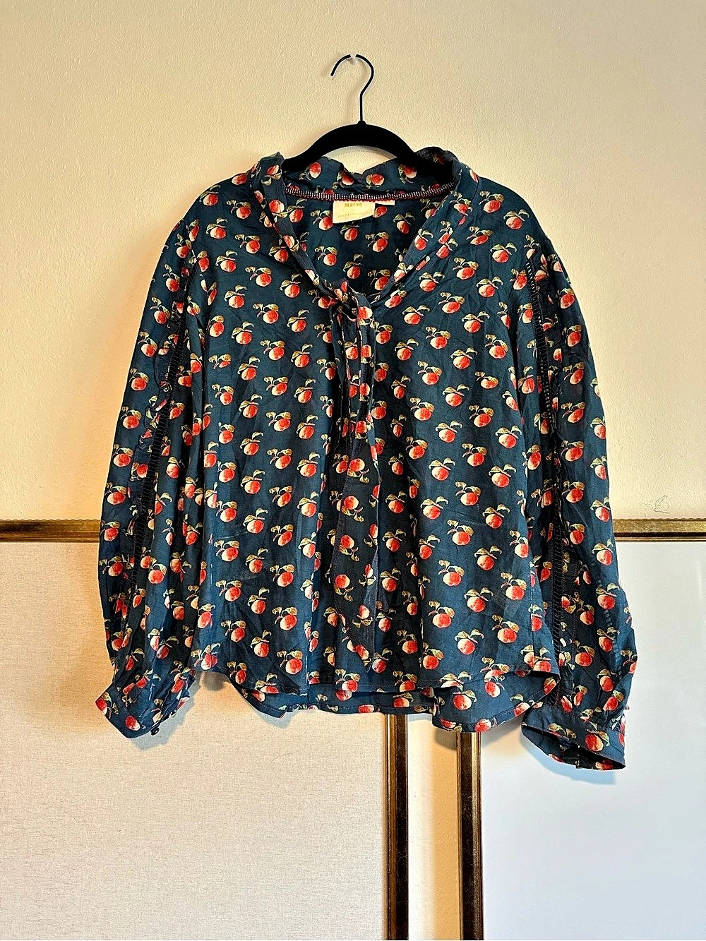 Anthropologie Maeve Tie neck Peaches Blouse